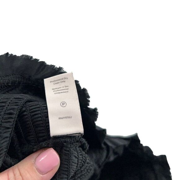 Cinq a Sept Pascal Top Women XS Black Silk Cold Shoulder Crop Stretchy Long - Picture 10 of 10